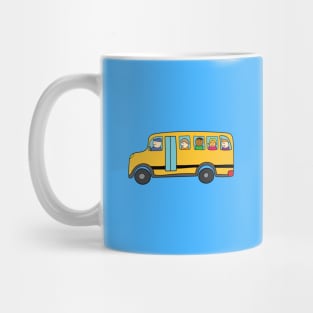 cute yellow schoolbus with happy children Mug
